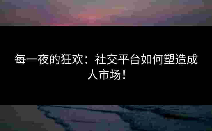 每一夜的狂欢：社交平台如何塑造成人市场！