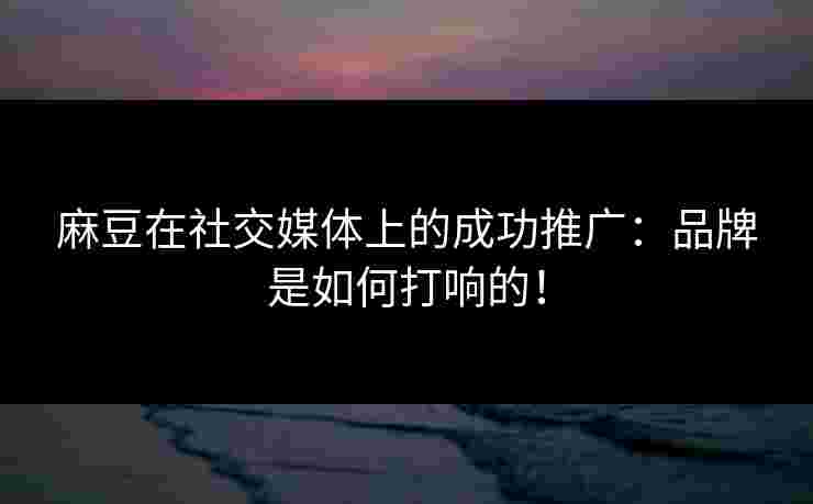 麻豆在社交媒体上的成功推广：品牌是如何打响的！