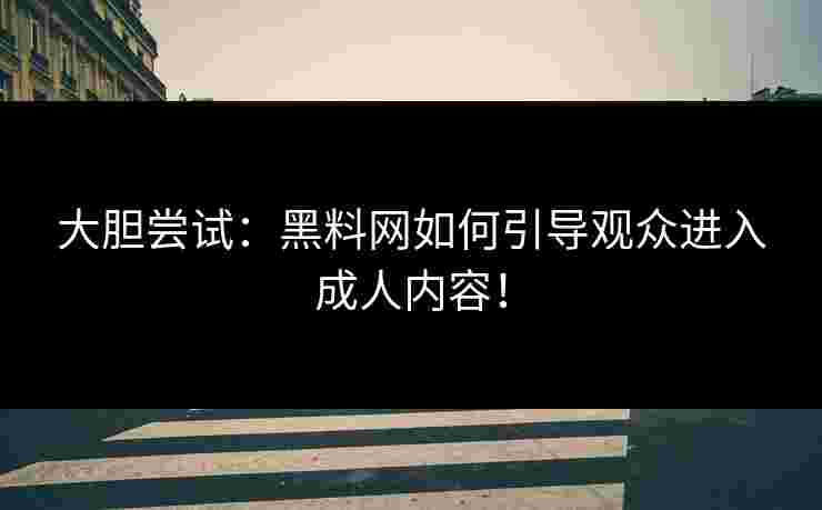 大胆尝试:黑料网如何引导观众进入成人内容!